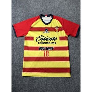 Mens Soccer Pirma Monarcas Morelia Yellow Red #10 Jersey, Size XL